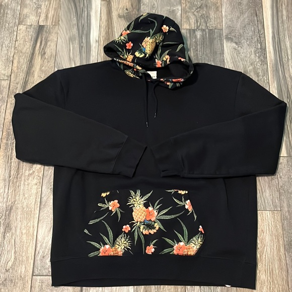Holton Other - HOLTON Canvas & Cloths Mens Tropical Themed Hoodie Pockets Size 3XL Color Black